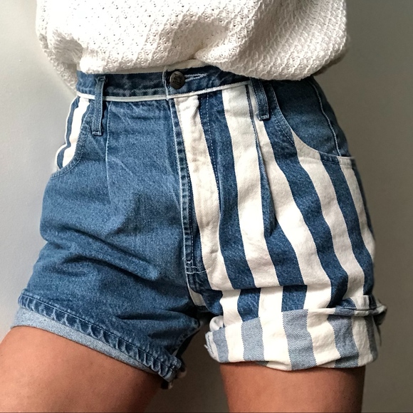 Vintage Pants - VINTAGE/ 80s high waist denim shorts